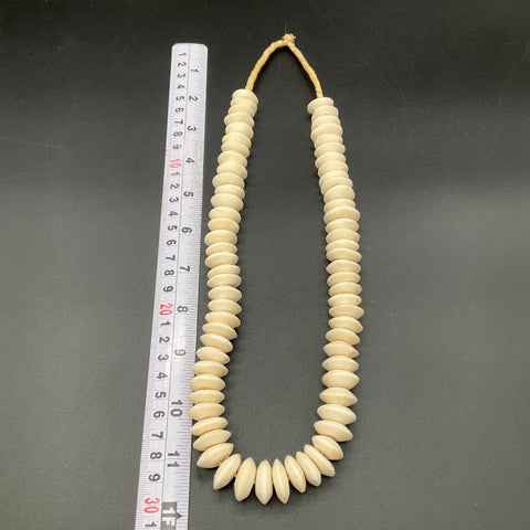 Vintage Tribal Ethnic Necklace Lot of 2 Blue Glass and Cream Bone Style Beads