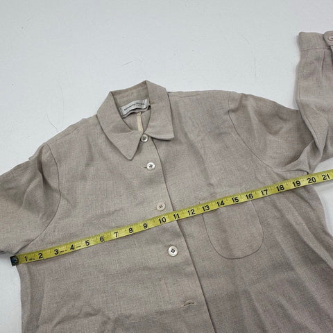 Bernard Zins Women's Vintage 90s Tan Linen Shirt Jacket Made in France Sz 8