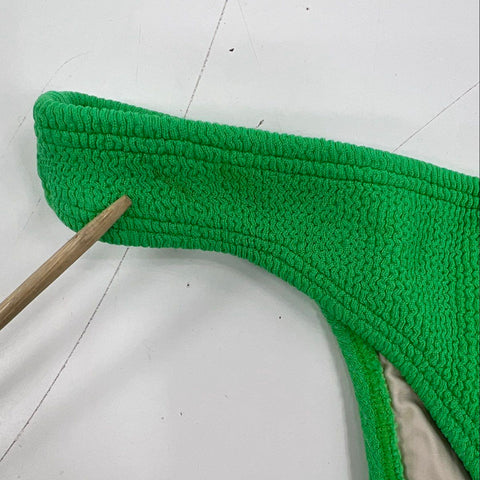 Pilyq NWT Women's Green Reef Textured High Cut Bikini Set Top D Bottom L