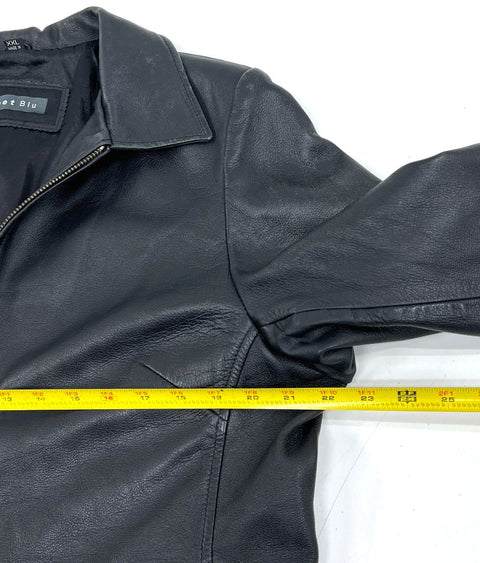 Whet Blu Black Genuine Leather Full Zip Moto Jacket Women's Size XXL