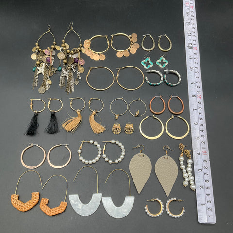 Modern Fashion Mixed Costume Jewelry Lot 20 Pairs Hoops Tassels 0.3 Lbs