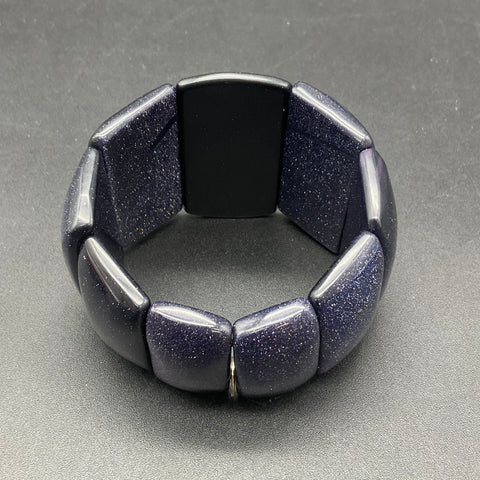 Lola Rose Goldstone & Blue Goldstone Stretch Bracelet Lot of 2 Sterling 925 Tag