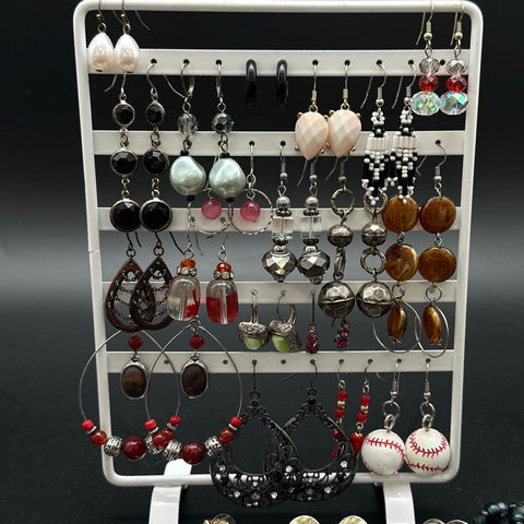 Fashion Costume Earring Lot of 40 Hoops Dangles Studs Western Sporty Boho
