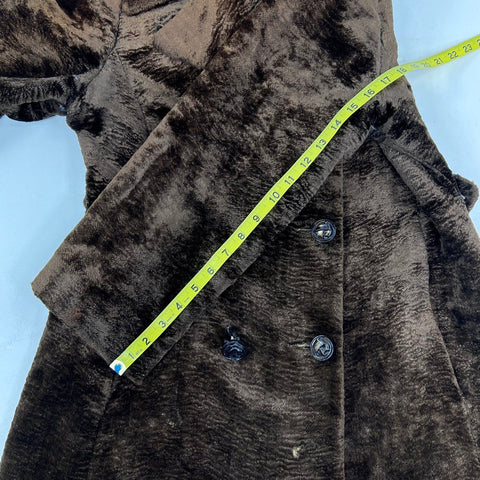 Vintage 70s Davis of Boston Women's Brown Faux Fur Double Breasted Jacket Sz 10