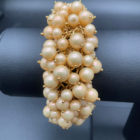 J. Crew Pearl Garden Cha Cha Shakey Bracelet Gold Tone Faux Pearls 8"