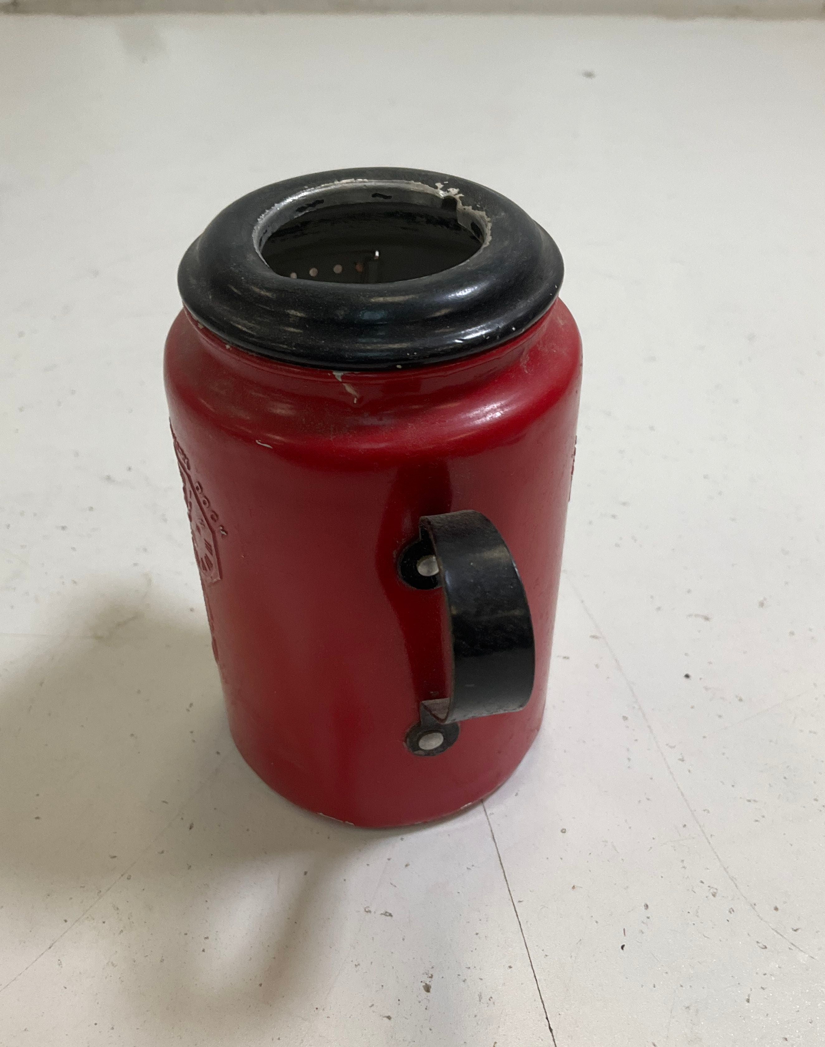 Vintage Red Metal Hickory Dickery Dock Toy Coffee Pot Child's Play Kitchen
