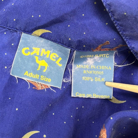 Vintage 1993 Camel Cigarettes Silk Pajama Set All Over Print Promo Sz XL