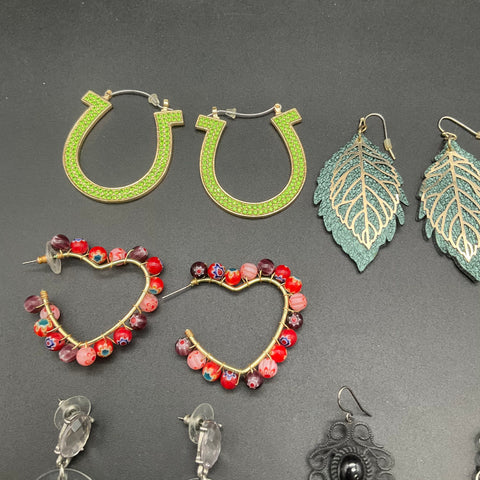 Lot of 9 Pairs Statement Earrings Boho Tassel Rhinestone Resin Hoop Drop Jewelry