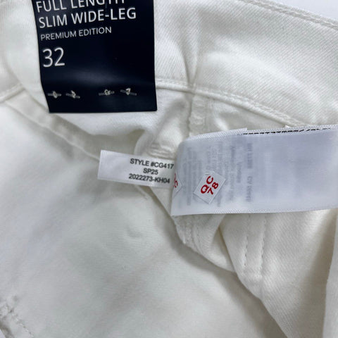 J.Crew Women's White Full Length Slim Wide-Leg Pants Size 32 NWT