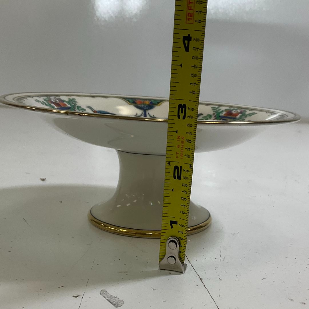 Vintage Noritake Pedestal Plate Hand Painted Birds Gold Trim 7" Made in Japan