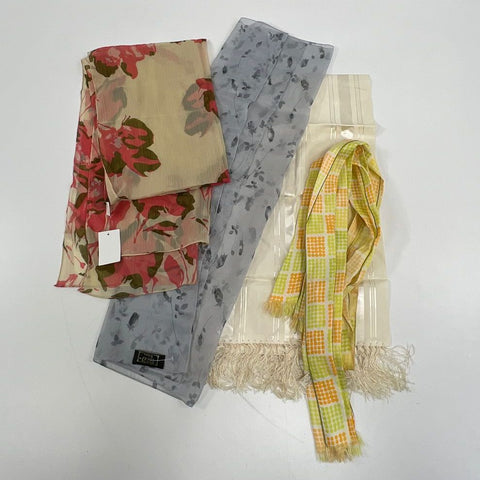 Women's Modern & Vintage Assorted Scarves Lot Floral Fringe Polka Dot Striped