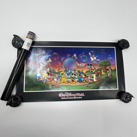 Vintage Disney World Millennium Lithograph Poster 33x18 Celebrate The Future