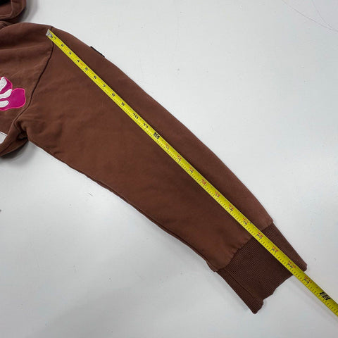 Aelfic Eden Brown Skeleton Heart Graphic Embroidered Pullover Hoodie Size S