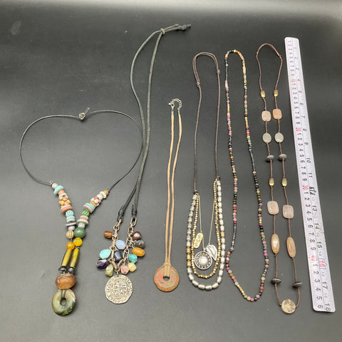 Boho Bohemian Necklaces Lot of 6 Beaded Pendant Coin Stone Southwestern Style