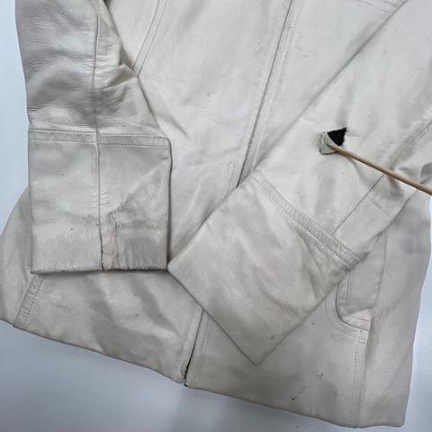 Vintage Y2K Wilsons Leather Cream Italian Moto Jacket Thinsulate Womens S