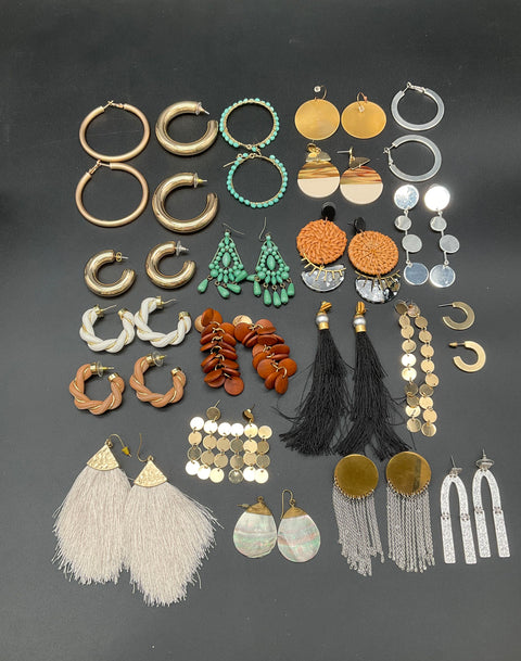 Boho Modern Fashion Jewelry Lot 27 Pairs Earrings Tassel Hoop Dangle