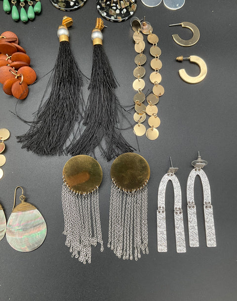 Boho Modern Fashion Jewelry Lot 27 Pairs Earrings Tassel Hoop Dangle