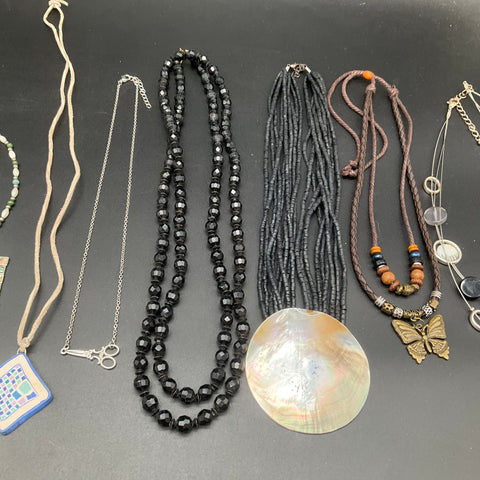 Eclectic Wearable Jewelry Lot 11 Necklaces Abalone Mother of Pearl Boho Modern