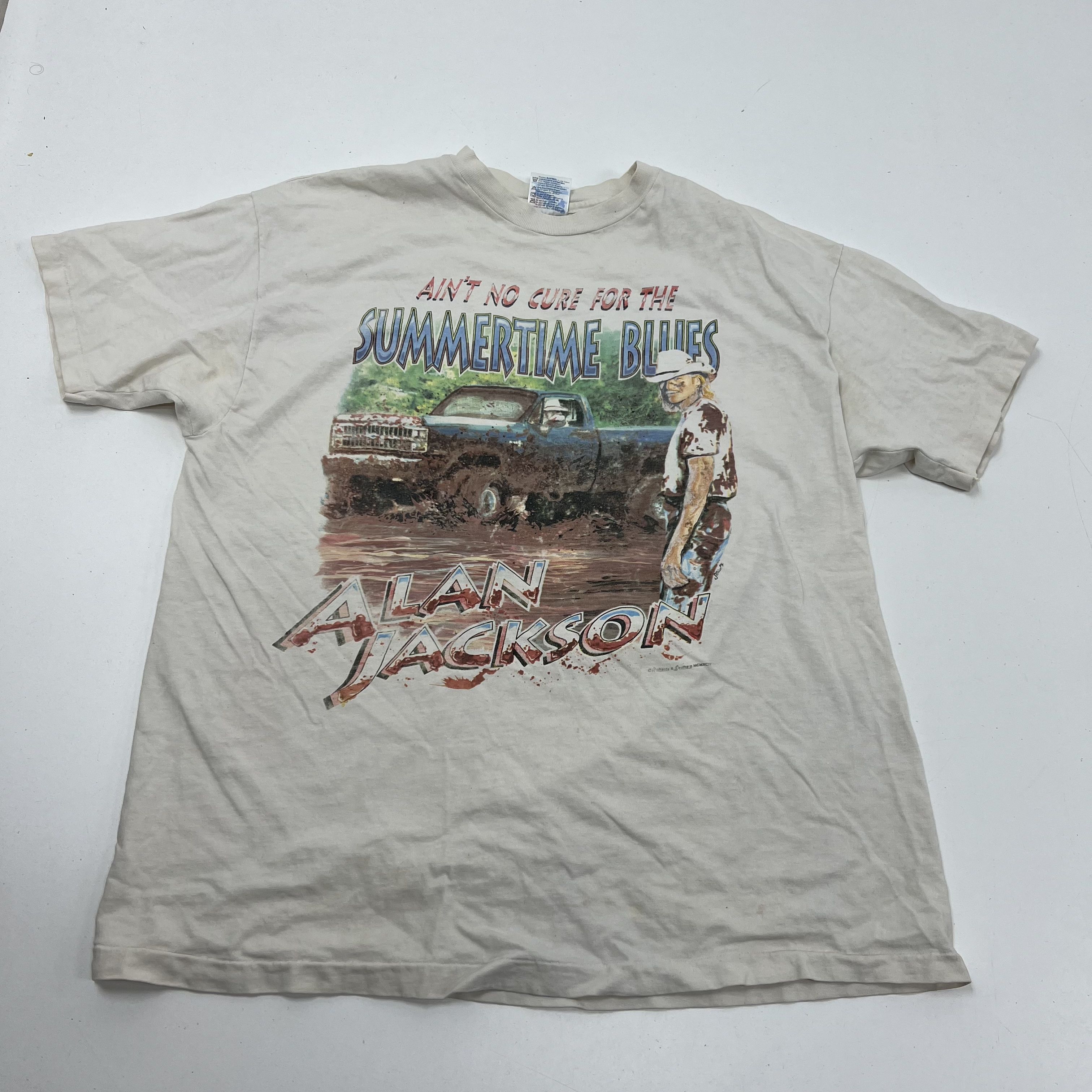 Vintage 1994 Alan Jackson Summertime Blues T-Shirt Single Stitch Made USA Sz XL