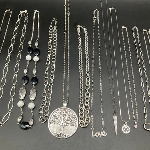 Guess Ralph Lauren Silver Tone Necklaces Jewelry Lot 15 Tree of Life Believe