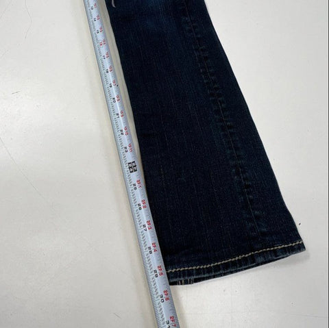 True Religion Women's Johnny Big QT Straight Leg Jeans Ripped Distressed Sz 25