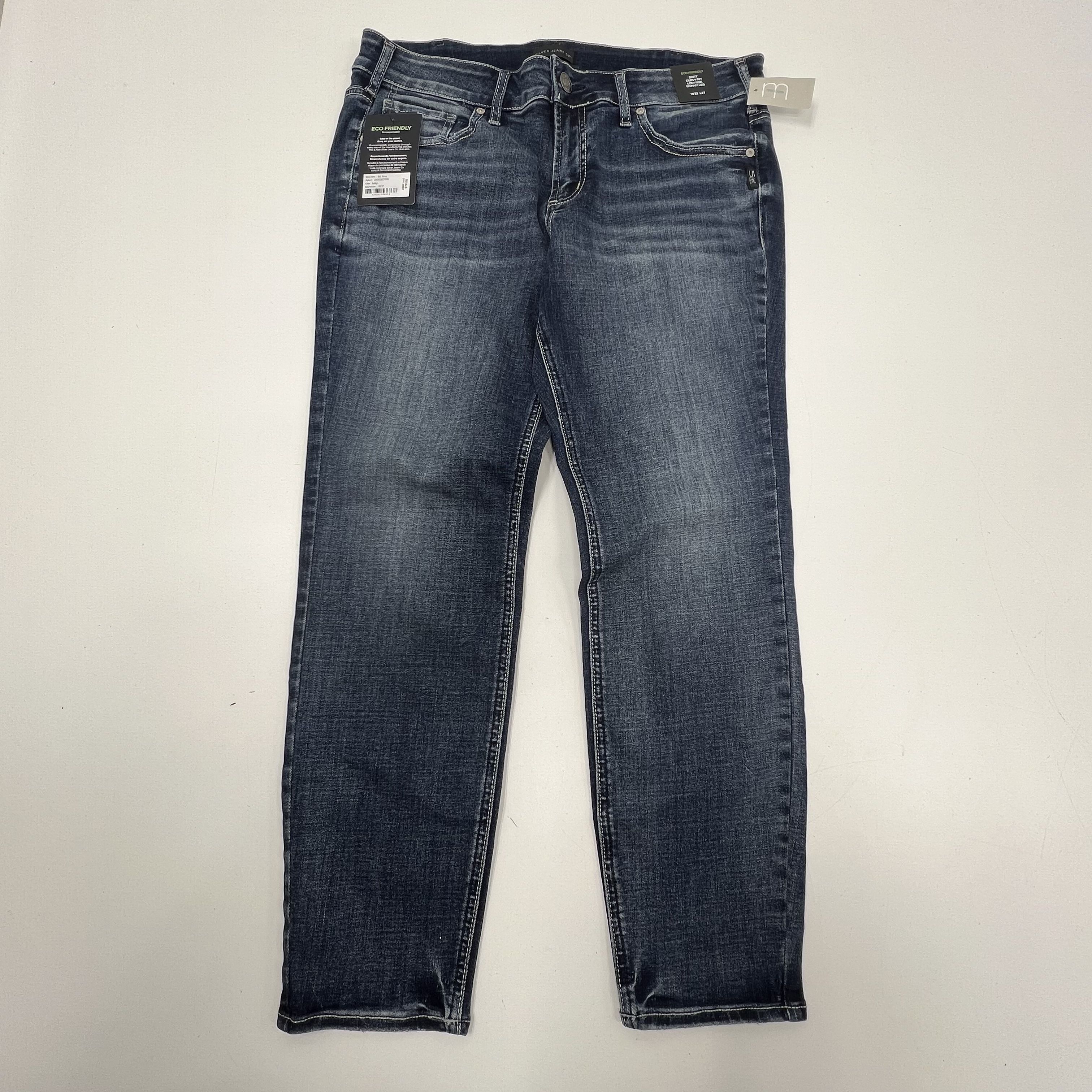 NWT Britt Curvy Fit Low Rise Skinny Leg Silver Blue Jeans Women's 32 Short $78