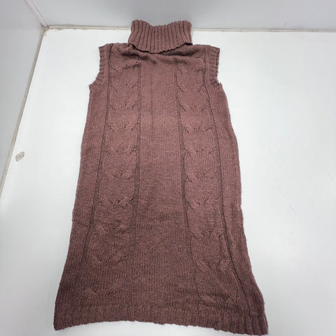 Free People Brown Cable Knit Turtleneck Sweater Tunic Dress Womens XS