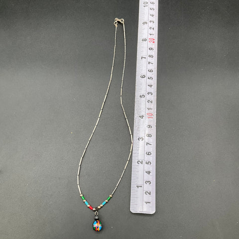 Vintage Dorothy Brave Eagle Oglala Lakota Turtle Fetish Inlay Necklace 17"