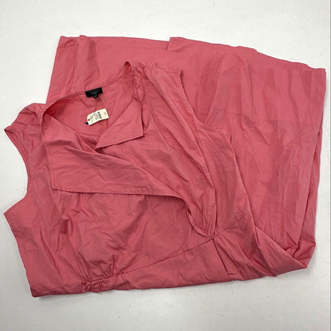 Talbots Women's Pink Sleeveless Surplice Cotton Blend Midi Dress Sz 16W NWT