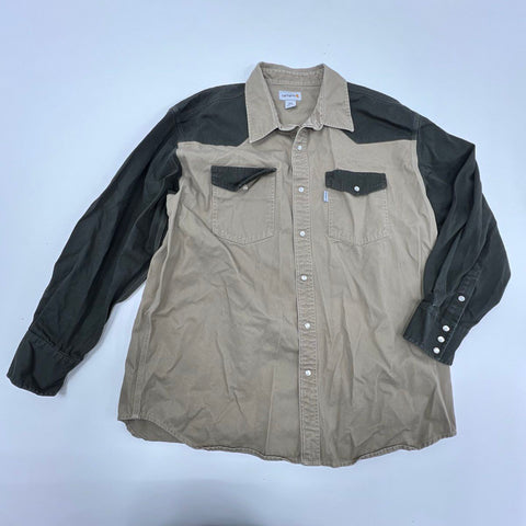 Vintage 2011 Carhartt Western Snap Colorblock Work Shirt S209 KMS Sz XXL