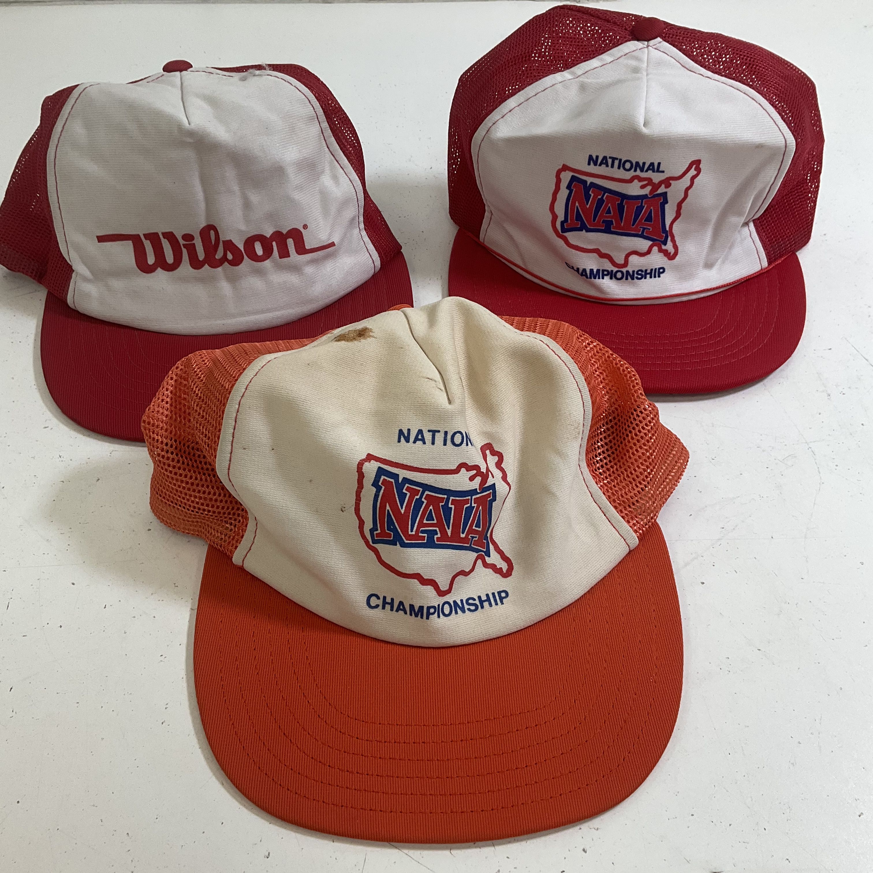 Vintage Hat Lot 3 NAIA Championship Wilson 80s Mesh Trucker Snapback