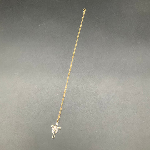 14K Gold Filled Two-Tone Cross Pendant Necklace 18" 1/20 14K GF