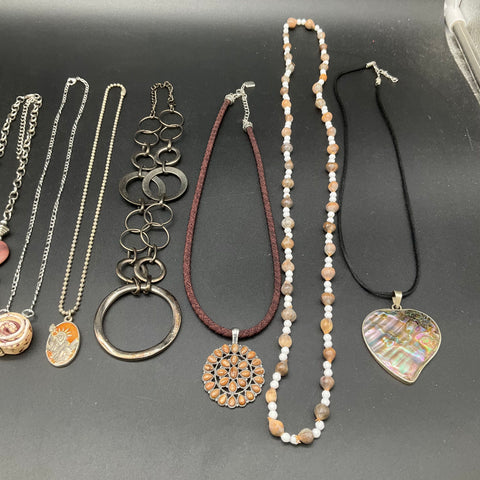 Vintage & Modern Costume Jewelry Lot 13 Necklaces Pendants Beaded Boho Style