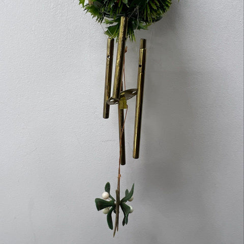 Vintage Snowman Wind Chime Ornament Holiday Kitsch Mistletoe Plastic SNP Chicago