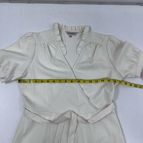 Nanette Lepore Women's Cannoli Cream Ruffle Faux Wrap Dress Ruffle Hem NWT Sz 4