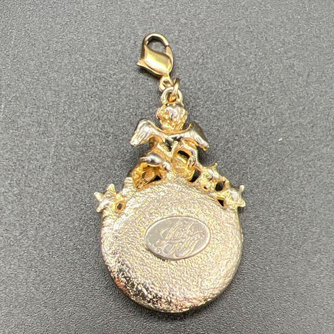 Kirks Folly Seaview Moon Cherub Pendant Charm Gold Tone AB Rhinestone Vintage