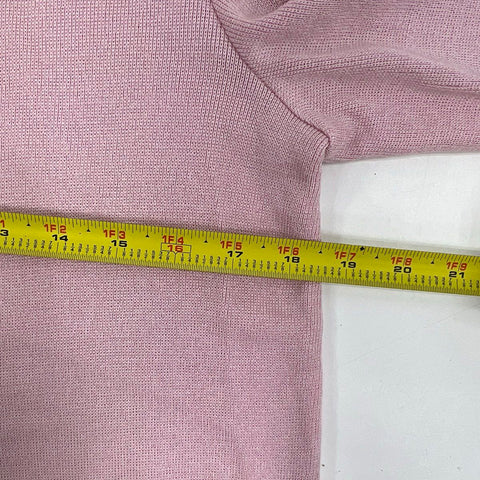 St. John Women's Cardigan Sweater Pink Rayon Wool Knit Ribbed Collar Size S