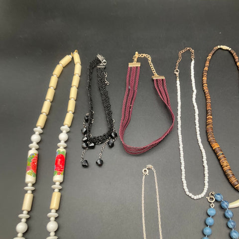 Vintage & Modern Beaded Boho Statement Necklace Jewelry Lot of 10