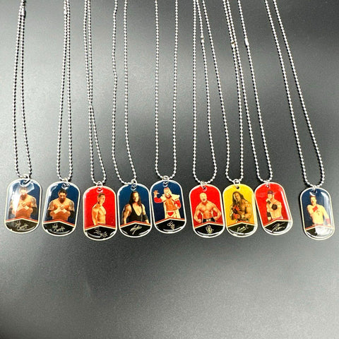 WWE Wrestling Dog Tag Necklace Lot Topps 9 Pieces Undertaker Miz Sheamus 2012