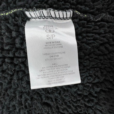 Vintage Y2K No Fear Men's Black Gray Plaid Sherpa Lined Full Zip Hoodie S