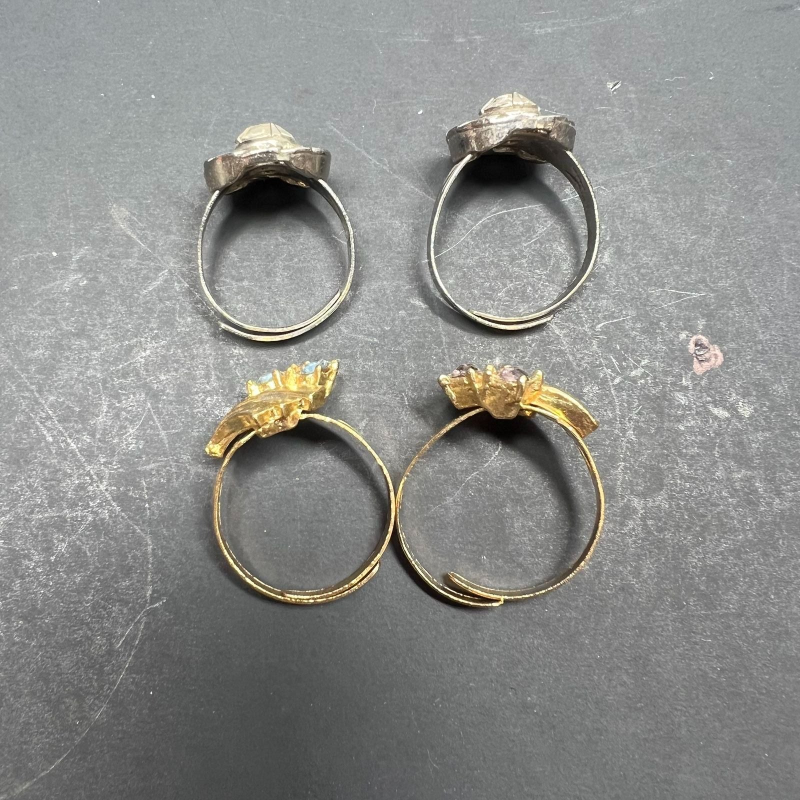Lot of 4 Vintage Cleiman and Sons Ring Gemstone Silver Gold Tone MCM Jewelry