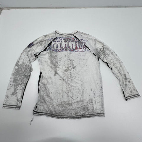 Y2K Affliction American Customs Skull Thermal Raglan T-Shirt Made in USA Sz L