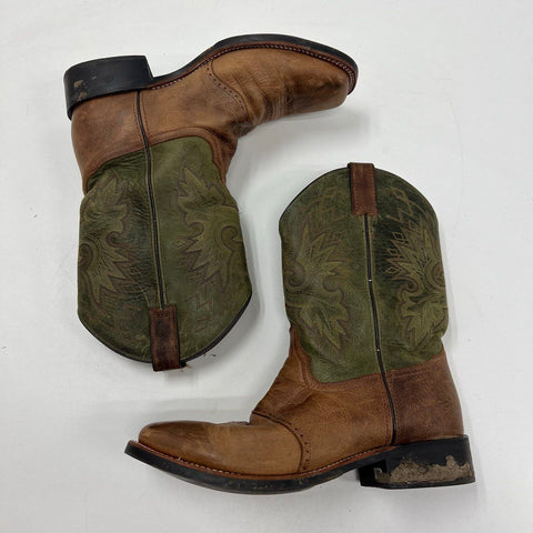 Double-H DH3571 Brown Green Leather Western Cowboy Boots Square Toe Size 11 EE