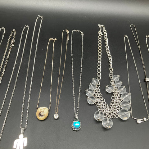 Vintage to Modern Costume Jewelry Lot of 18 Necklaces Silver Gold Tone Pendants