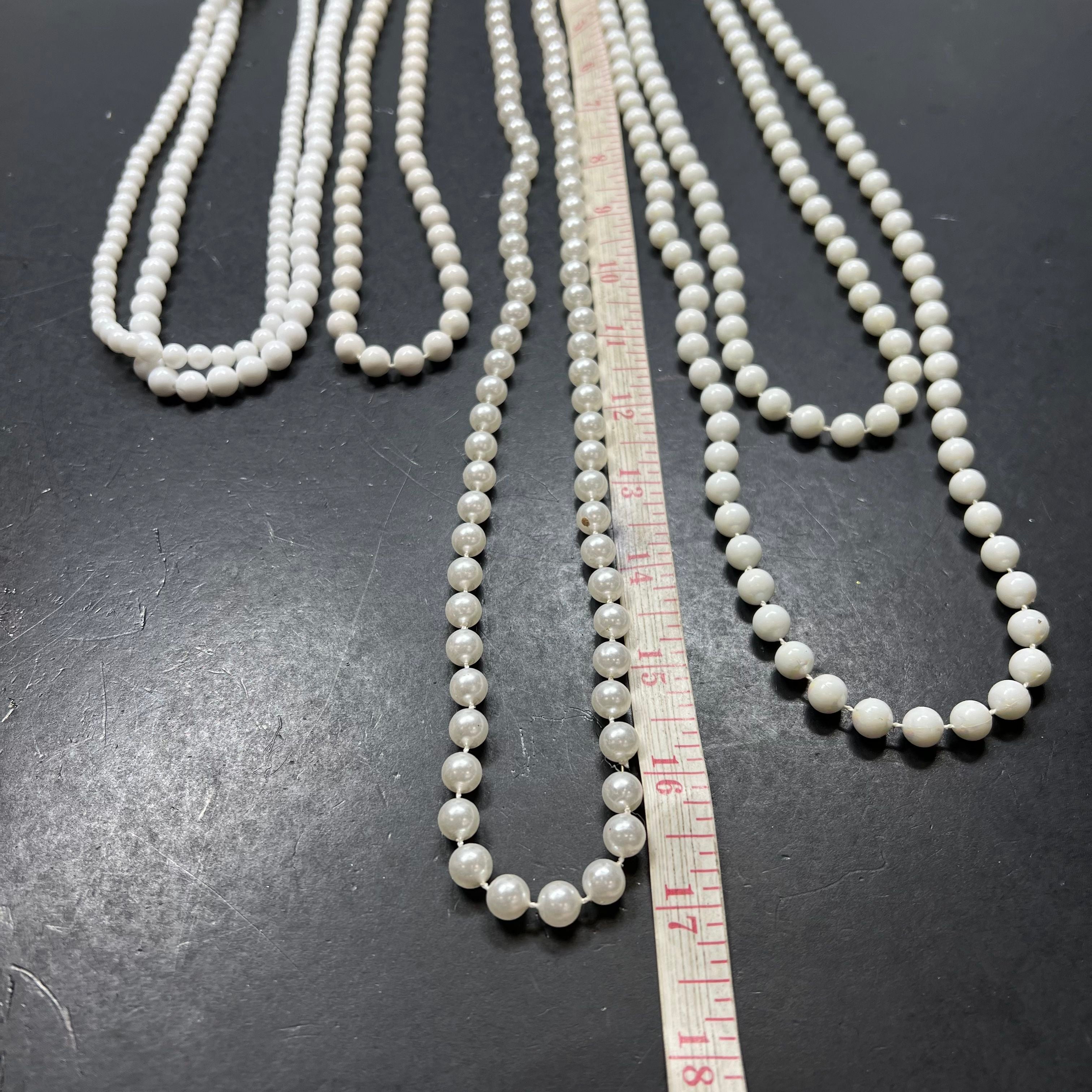 White Beaded Strand Necklaces