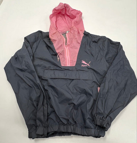 Vintage 90s Puma Anorak Windbreaker Tracksuit Set Pink Black Sz M