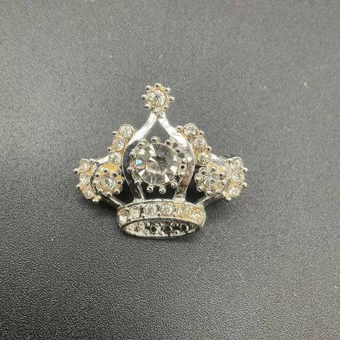 Vintage Crown Brooch Lot of 3 Rhinestone Faux Pearl Gold Silver Tone Costume