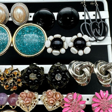 Vintage Costume Fashion Earrings Lot Clip-On Screwback 16 Pairs Mixed
