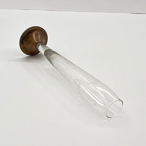 Duchin Creation Sterling Silver Weighted Base Etched Glass Bud Vase 10 Inch