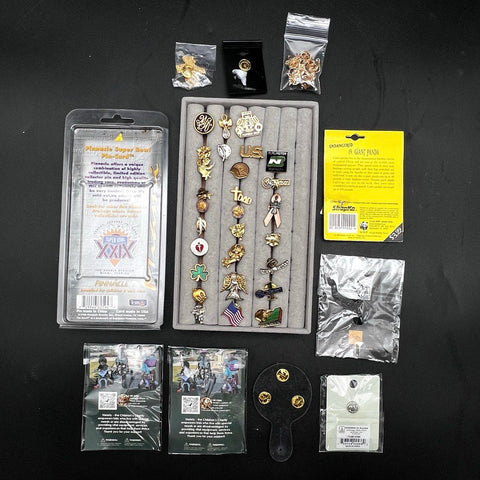 Vintage to Modern Mixed Jewelry Lapel Pin Lot Super Bowl Wicked ShopKo 30+ Pcs